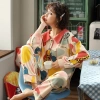Women can go out and wear the 2020 new trendy two-piece long-sleeved cardigan and pajamas for spring, autumn and winter details Picture